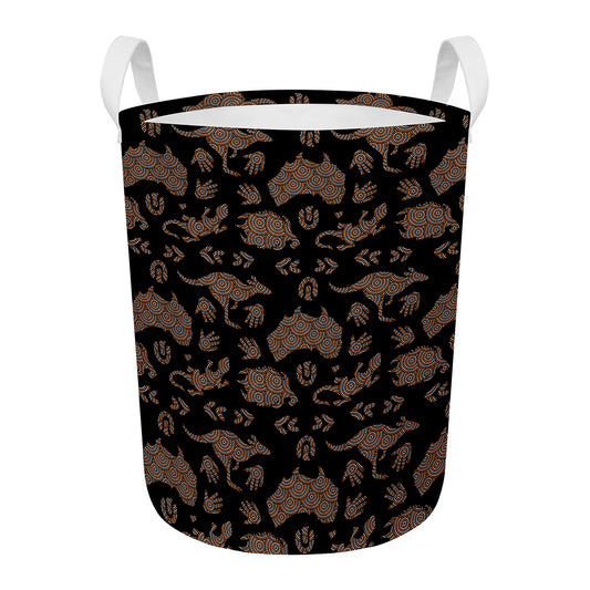 Aboriginal Australian Pattern Print Round Laundry Basket