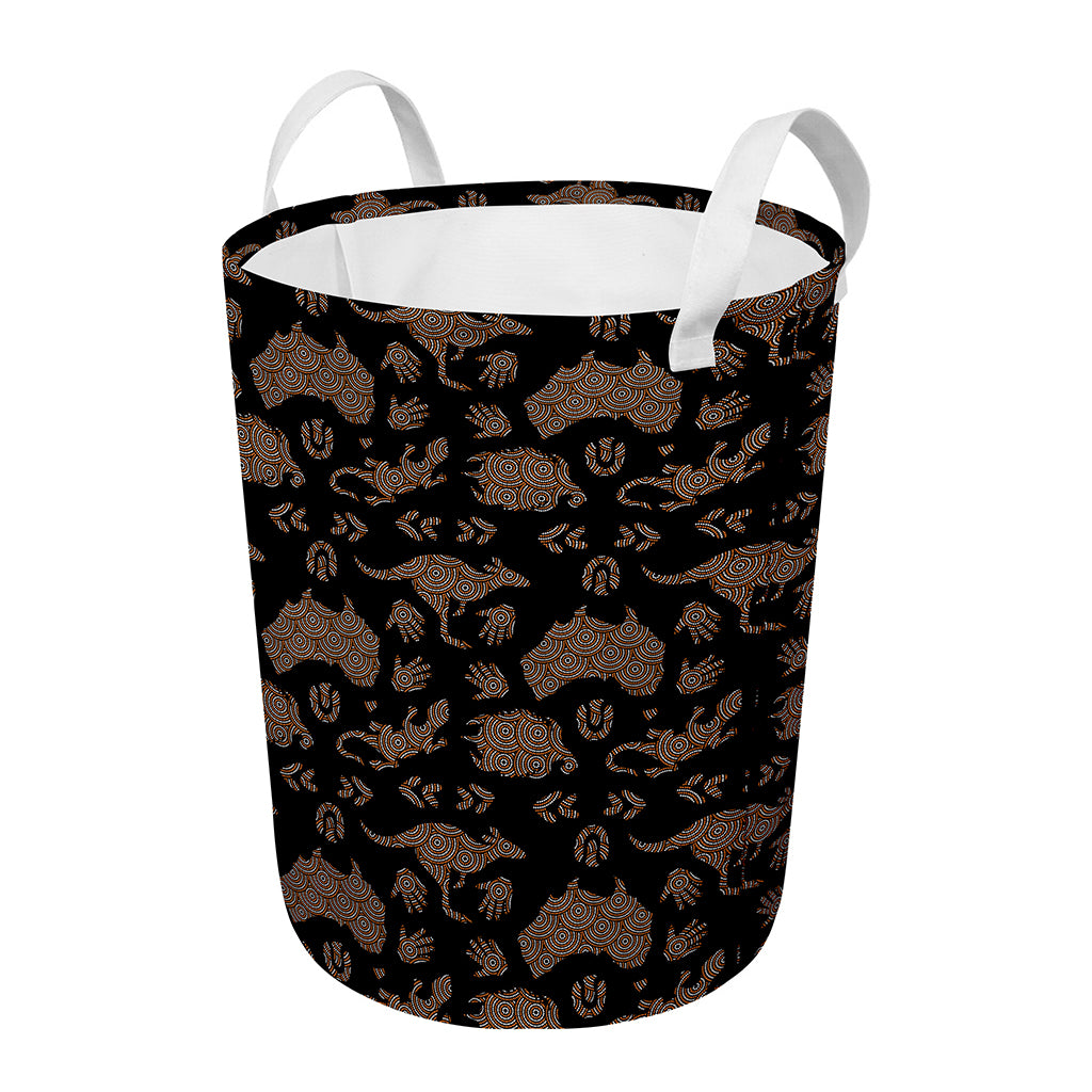 Aboriginal Australian Pattern Print Round Laundry Basket