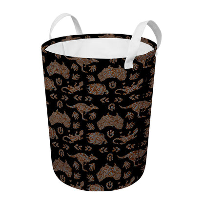 Aboriginal Australian Pattern Print Round Laundry Basket