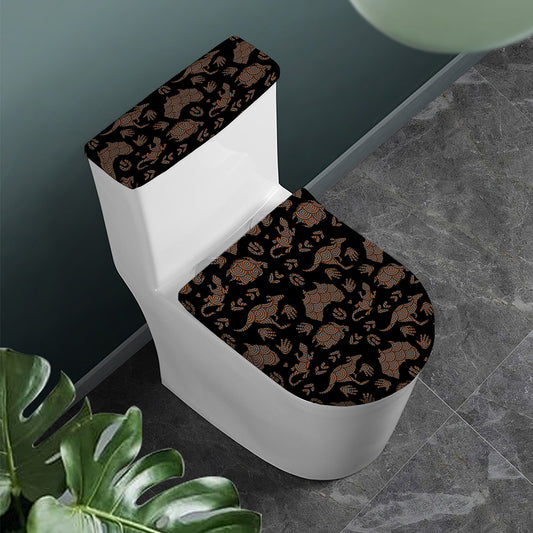 Aboriginal Australian Pattern Print Toilet Lid And Tank Cover Set