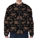 Aboriginal Australian Pattern Print Zip Sleeve Bomber Jacket