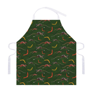 Aboriginal Boomerang And Kangaroo Print Adjustable Apron