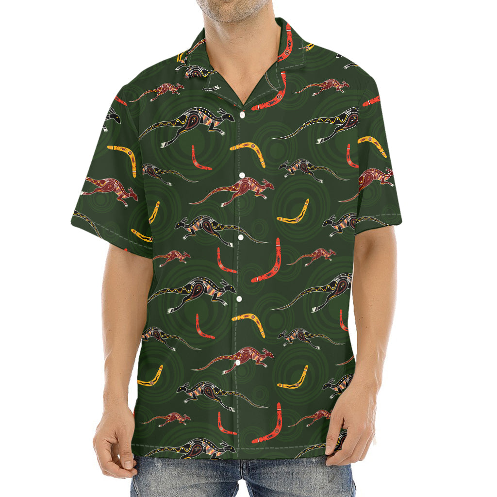 Aboriginal Boomerang And Kangaroo Print Aloha Shirt