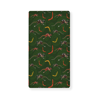 Aboriginal Boomerang And Kangaroo Print Baby Crib Sheet