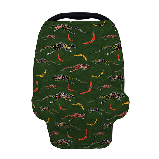 Aboriginal Boomerang And Kangaroo Print Baby Seat Cover