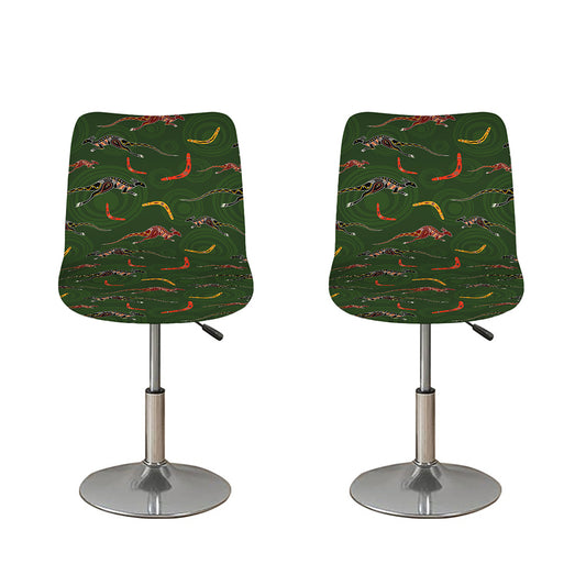 Aboriginal Boomerang And Kangaroo Print Bar Stool Covers
