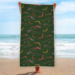 Aboriginal Boomerang And Kangaroo Print Beach Towel