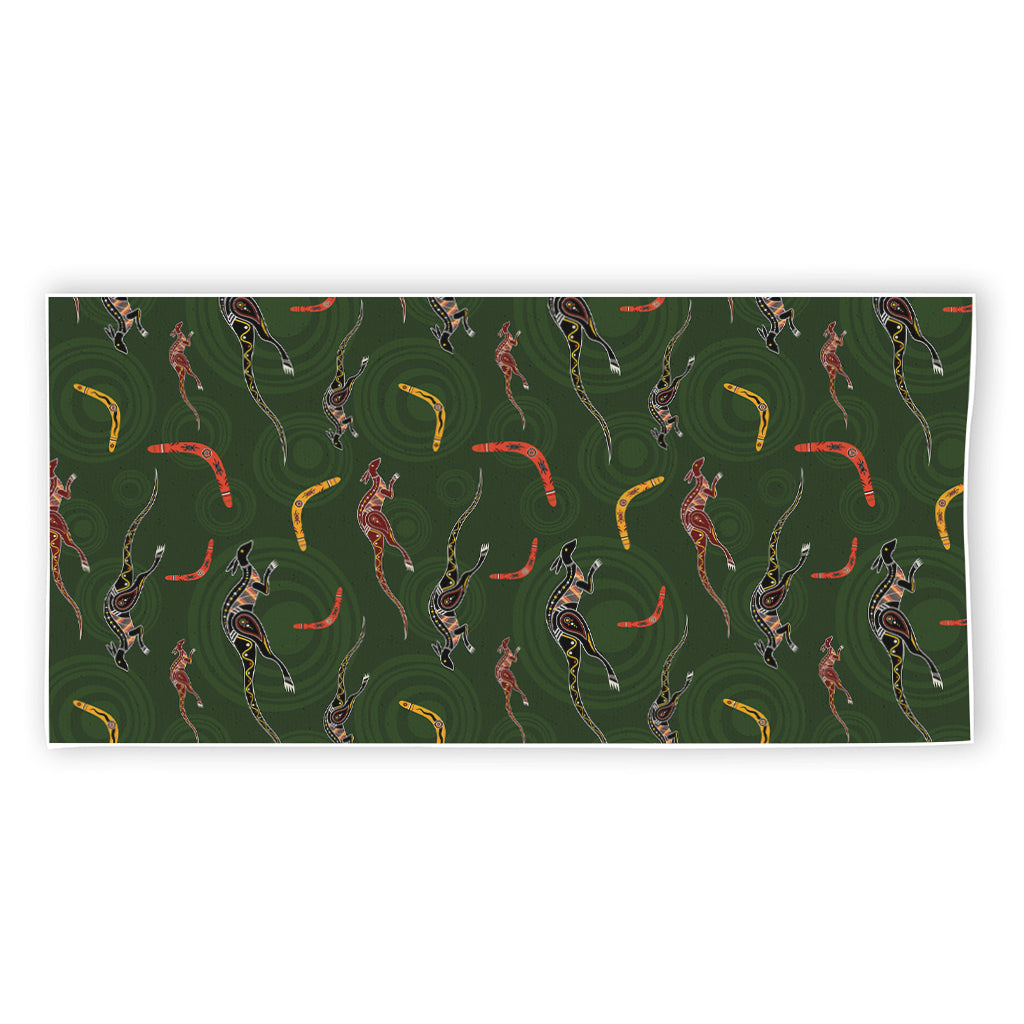 Aboriginal Boomerang And Kangaroo Print Beach Towel