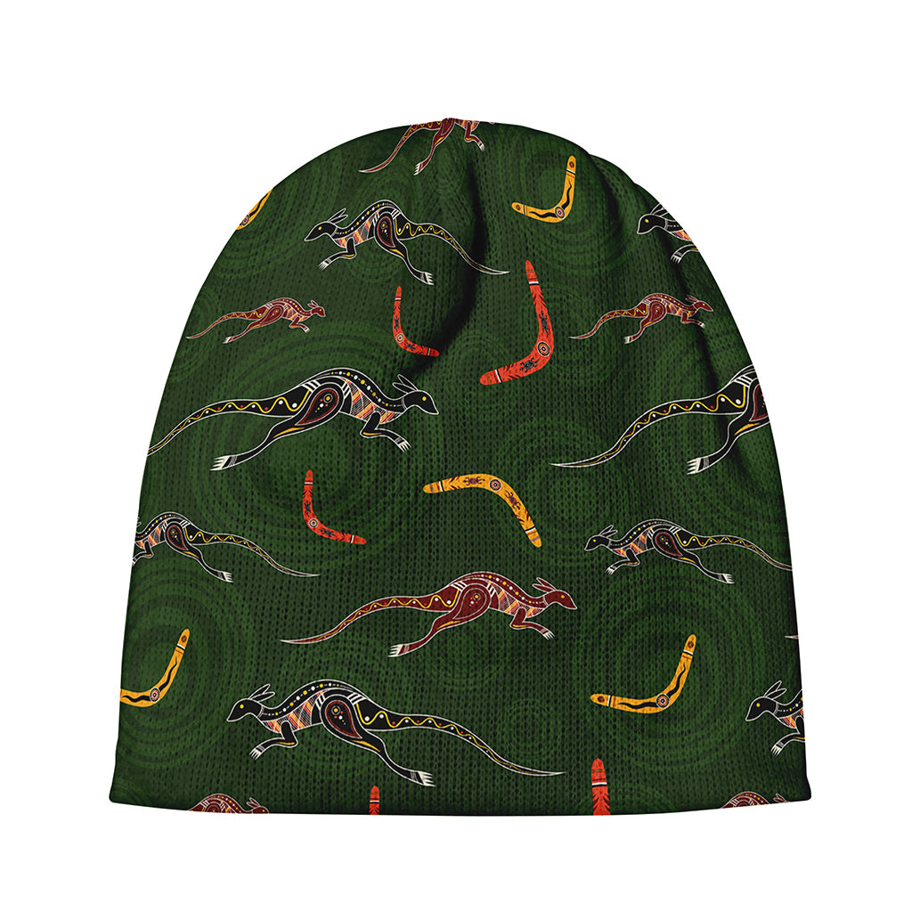 Aboriginal Boomerang And Kangaroo Print Beanie