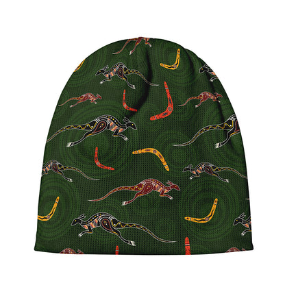 Aboriginal Boomerang And Kangaroo Print Beanie