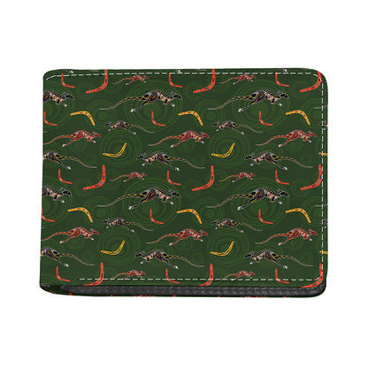 Aboriginal Boomerang And Kangaroo Print Bifold Wallet