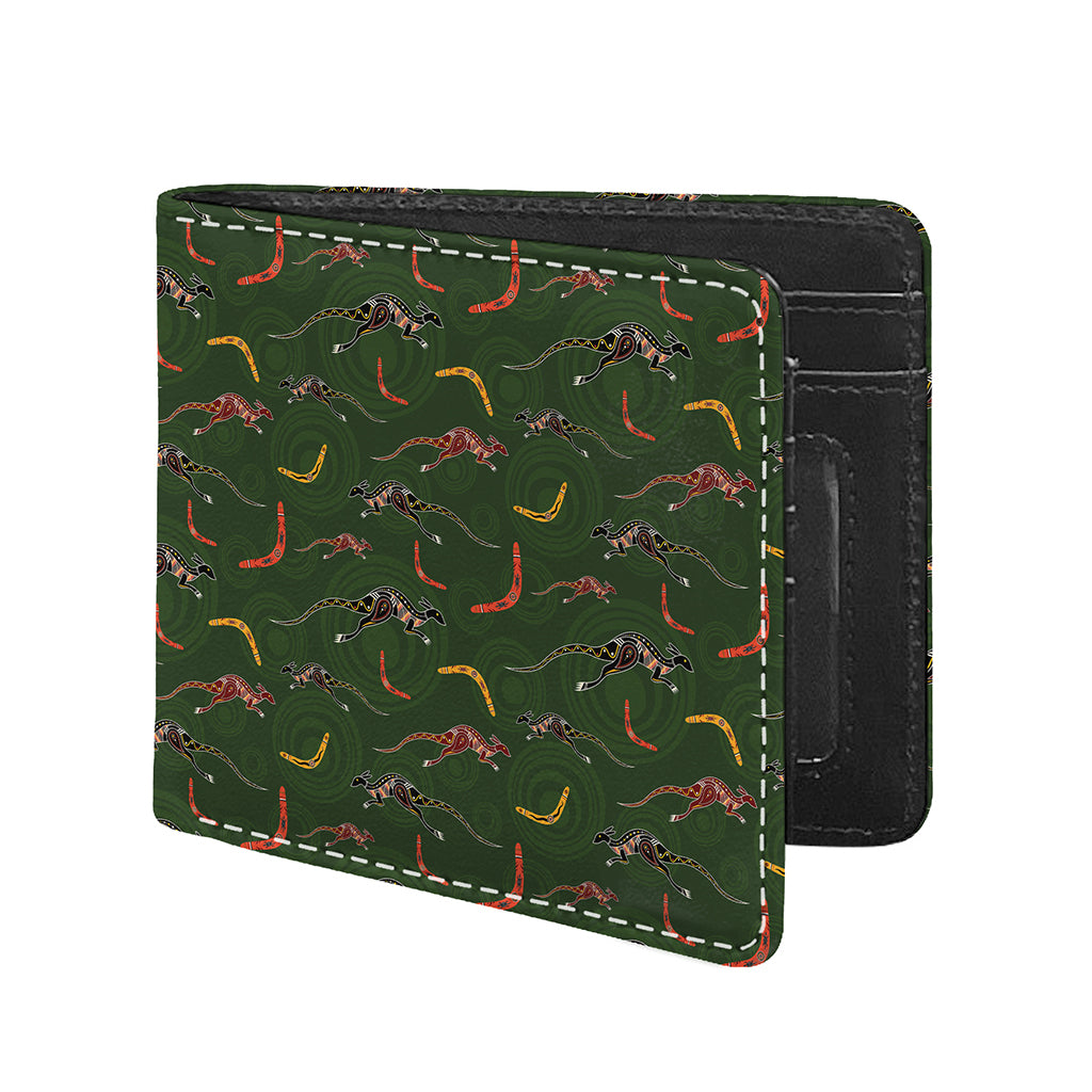 Aboriginal Boomerang And Kangaroo Print Bifold Wallet