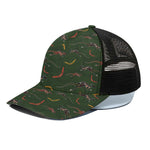 Aboriginal Boomerang And Kangaroo Print Black Mesh Trucker Cap