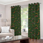 Aboriginal Boomerang And Kangaroo Print Blackout Grommet Curtains