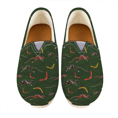 Aboriginal Boomerang And Kangaroo Print Casual Shoes