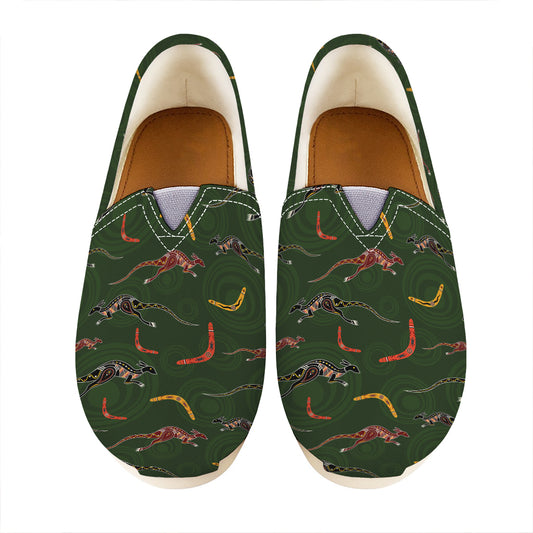 Aboriginal Boomerang And Kangaroo Print Casual Shoes