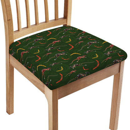 Aboriginal Boomerang And Kangaroo Print Chair Cushion Cover
