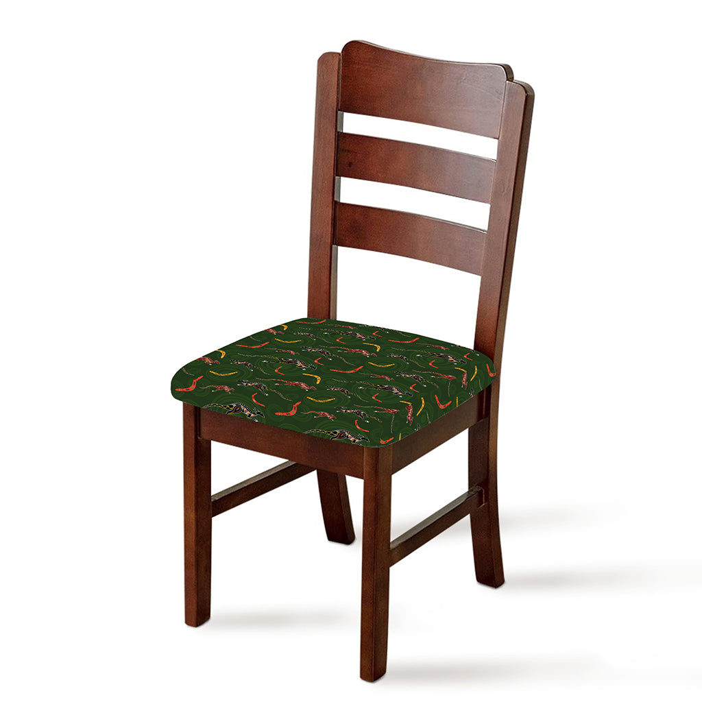 Aboriginal Boomerang And Kangaroo Print Chair Cushion Cover