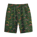 Aboriginal Boomerang And Kangaroo Print Cotton Shorts