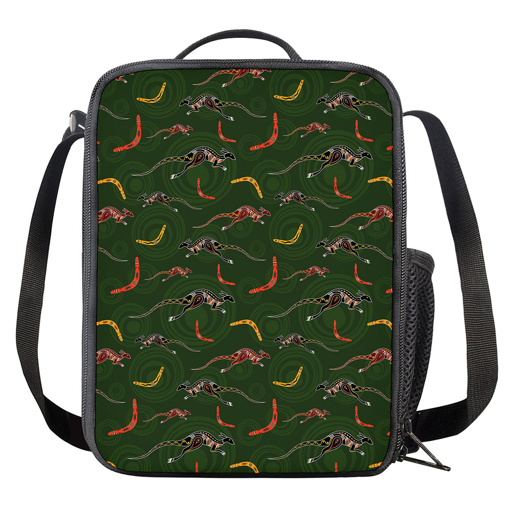 Aboriginal Boomerang And Kangaroo Print Crossbody Lunch Bag