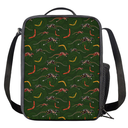 Aboriginal Boomerang And Kangaroo Print Crossbody Lunch Bag
