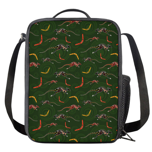Aboriginal Boomerang And Kangaroo Print Crossbody Lunch Bag