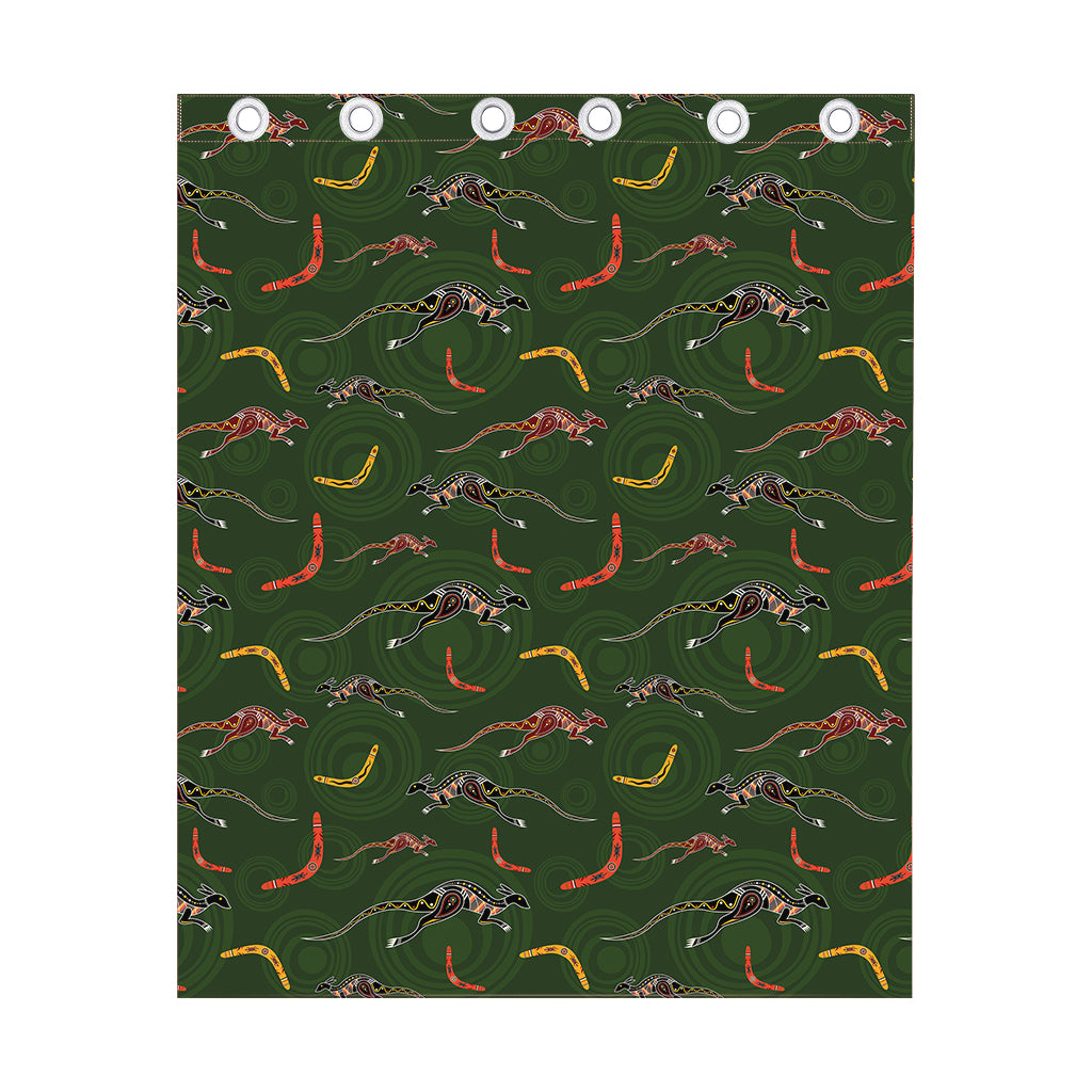 Aboriginal Boomerang And Kangaroo Print Curtain