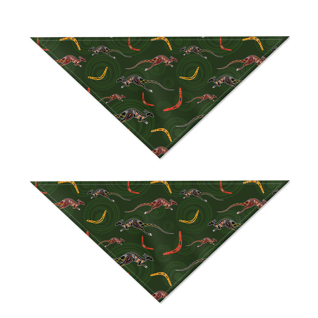 Aboriginal Boomerang And Kangaroo Print Dog Bandana