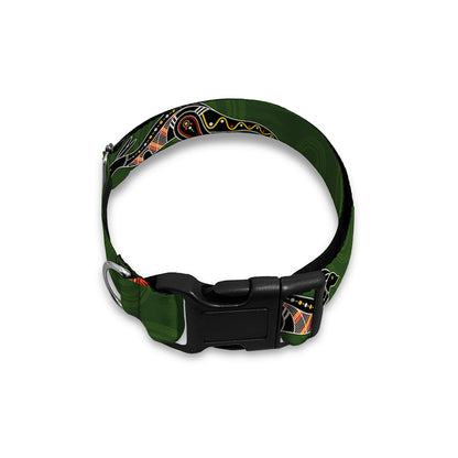 Aboriginal Boomerang And Kangaroo Print Dog Collar