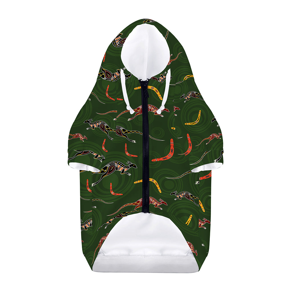 Aboriginal Boomerang And Kangaroo Print Dog Zip Up Hoodie