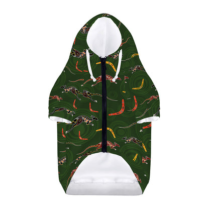 Aboriginal Boomerang And Kangaroo Print Dog Zip Up Hoodie