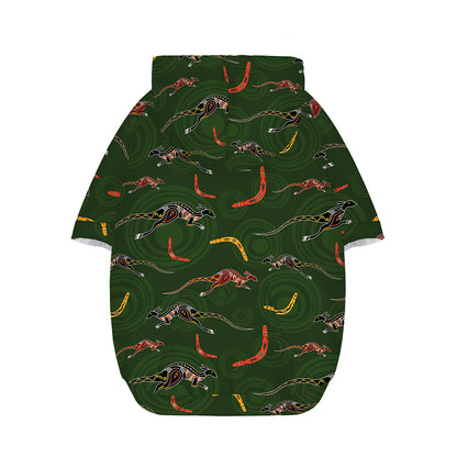 Aboriginal Boomerang And Kangaroo Print Dog Zip Up Hoodie