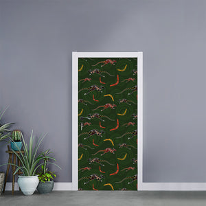 Aboriginal Boomerang And Kangaroo Print Door Sticker