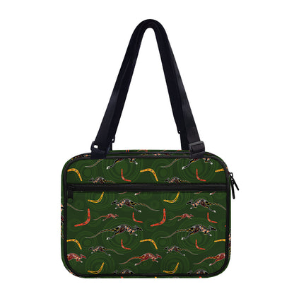 Aboriginal Boomerang And Kangaroo Print Double Strap Bible Bag