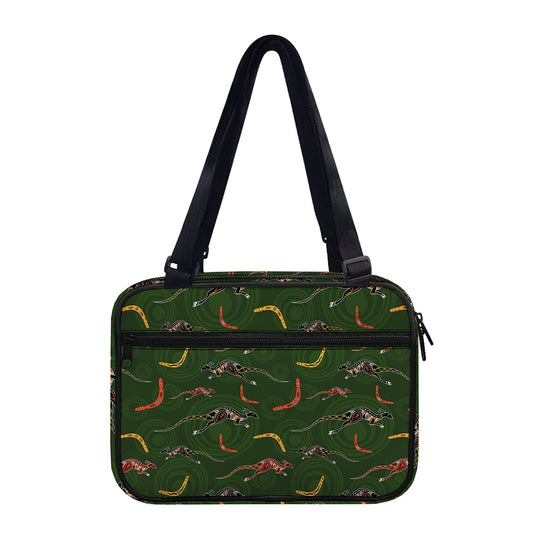 Aboriginal Boomerang And Kangaroo Print Double Strap Bible Bag