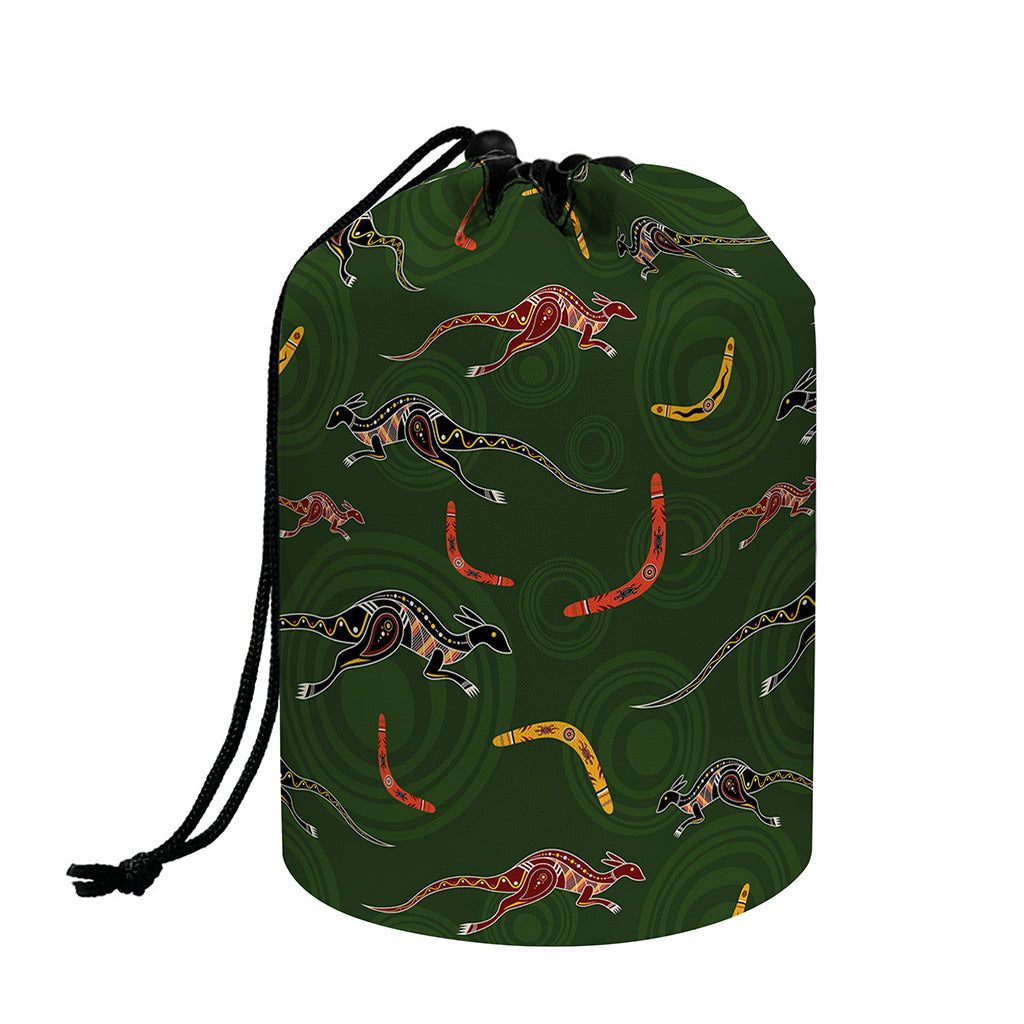 Aboriginal Boomerang And Kangaroo Print Drawstring Makeup Bag