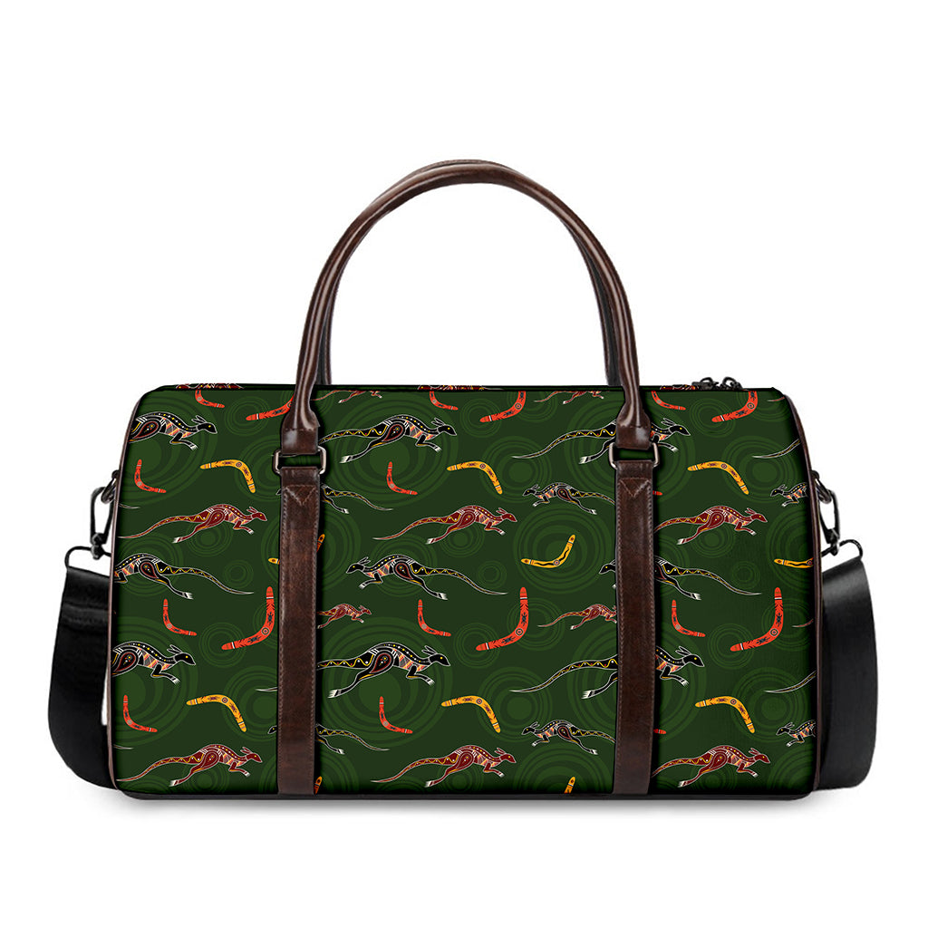 Aboriginal Boomerang And Kangaroo Print Duffle Bag