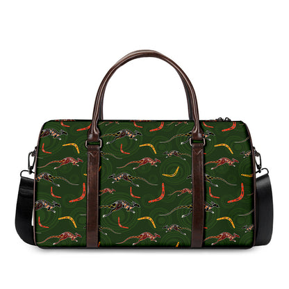 Aboriginal Boomerang And Kangaroo Print Duffle Bag