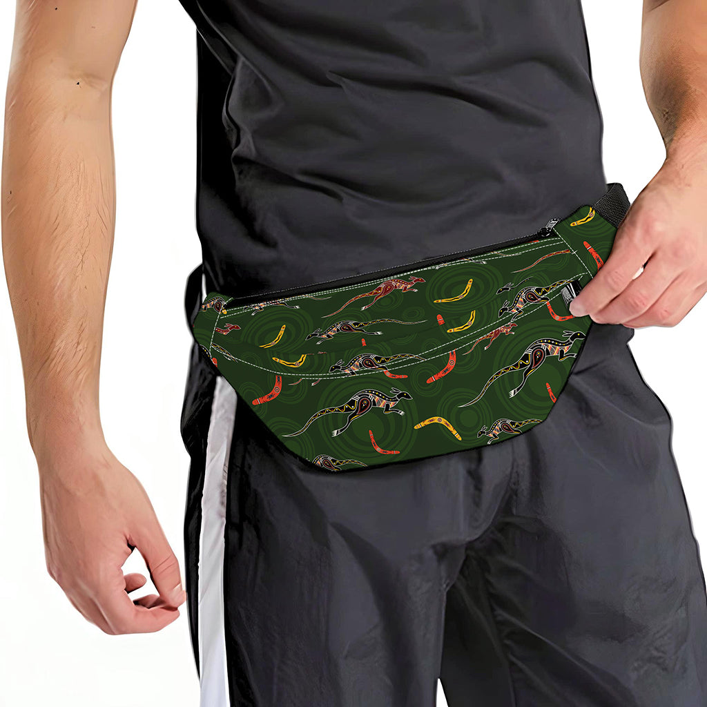 Aboriginal Boomerang And Kangaroo Print Fanny Pack