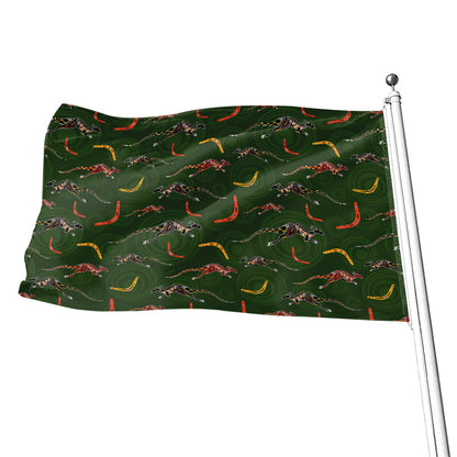 Aboriginal Boomerang And Kangaroo Print Flag