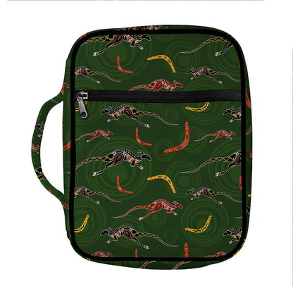 Aboriginal Boomerang And Kangaroo Print Front Pocket Bible Bag