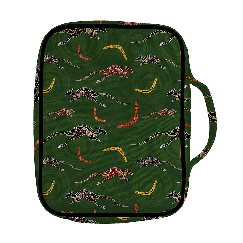 Aboriginal Boomerang And Kangaroo Print Front Pocket Bible Bag