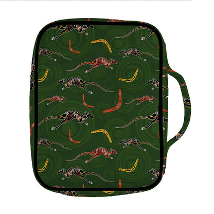 Aboriginal Boomerang And Kangaroo Print Front Pocket Bible Bag