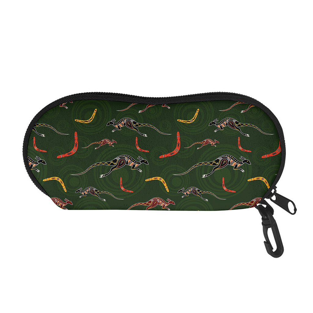 Aboriginal Boomerang And Kangaroo Print Glasses Case