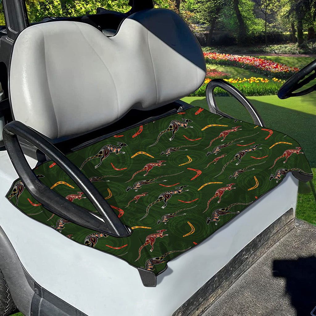 Aboriginal Boomerang And Kangaroo Print Golf Cart Seat Cover