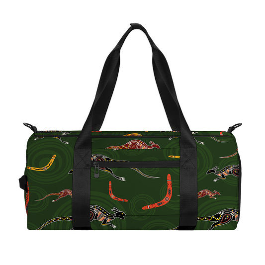 Aboriginal Boomerang And Kangaroo Print Gym Bag