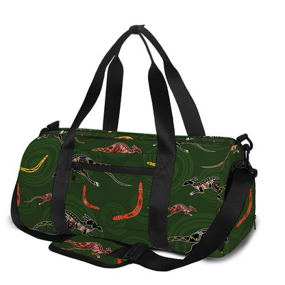 Aboriginal Boomerang And Kangaroo Print Gym Bag