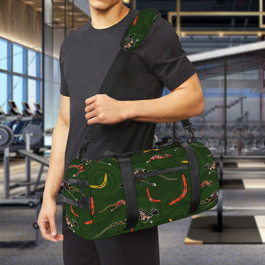 Aboriginal Boomerang And Kangaroo Print Gym Bag