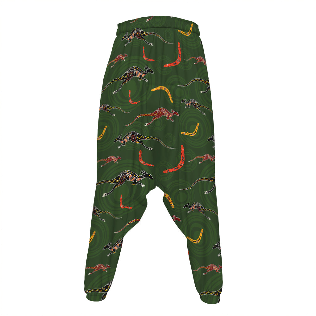 Aboriginal Boomerang And Kangaroo Print Hammer Pants