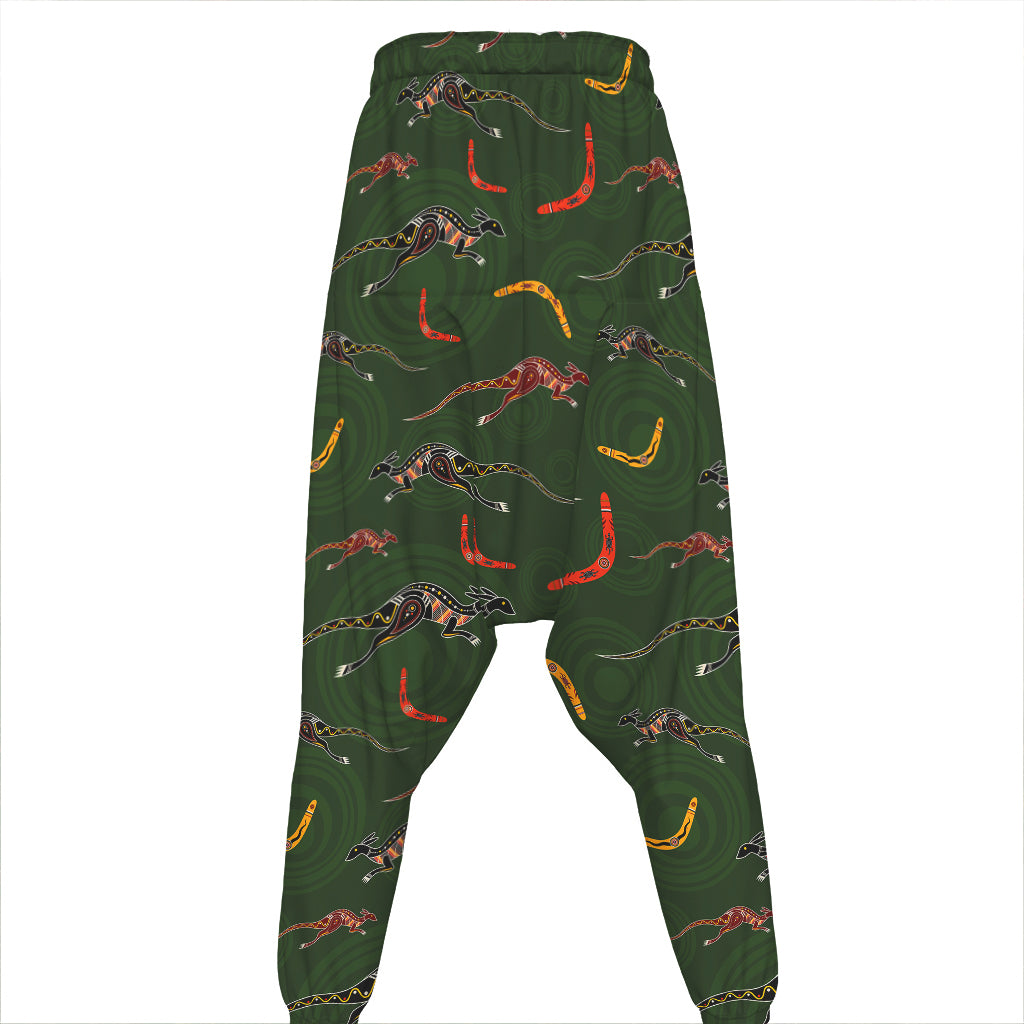 Aboriginal Boomerang And Kangaroo Print Hammer Pants